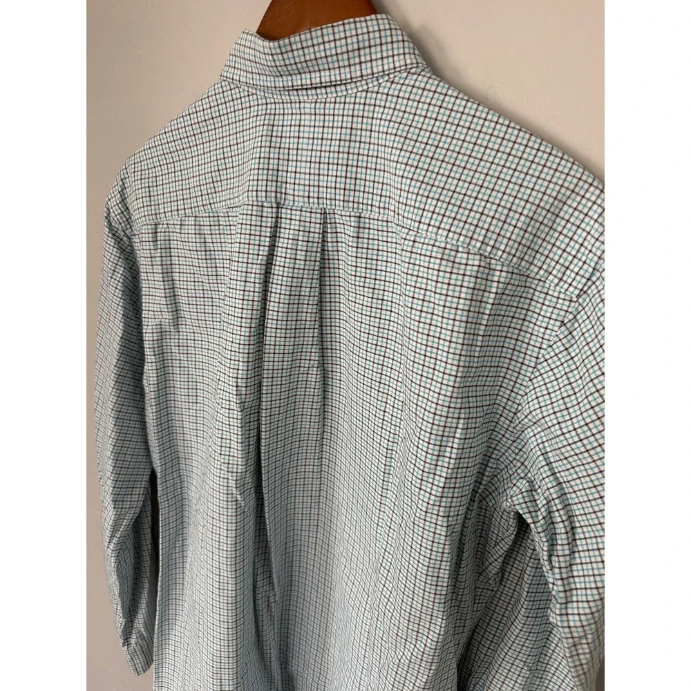 Polo Ralph Lauren Classic Fit Check Button Down Shirt Mens Large Teal Navy Blue - Picture 4 of 9